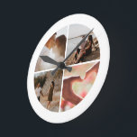 Horloge Ronde 4 Photo personnalisée Collage personnalisé<br><div class="desc">Créer un Collage photo personnalisé unique customisé personnalisé 4 horloge murale photo de Ricaso</div>