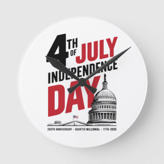 Horloge Ronde 4th of July 250th Anniversary Independence Day