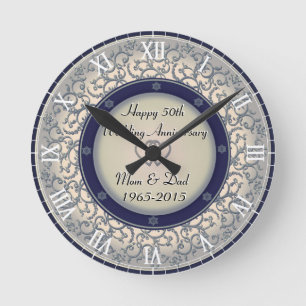 Horloge Ronde 50e anniversaire du Mariage d'argent