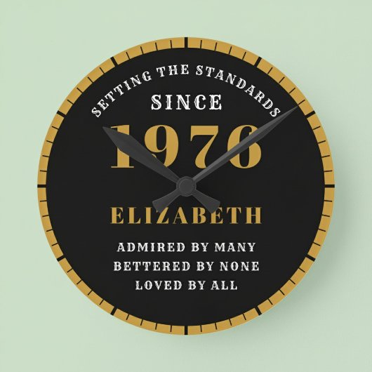 Horloge Ronde 50th Birthday Born 1976 Black Gold