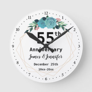 Horloge Ronde 55e anniversaire du Mariage Noms et année personn
