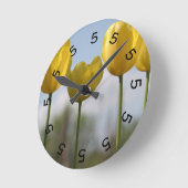 Horloge Ronde 5 o'clock yellow tulips Wall Clock (Angle)