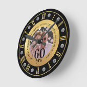 Horloge Ronde 60e Anniversaire de Mariage Cadeau PHOTO Diamant S (Angle)