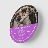 Horloge Ronde 6e Mariage Améthyste Anniversaire coeur gem violet (Angle)