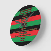 Horloge Ronde 7 Principes des couleurs de Kwanzaa (Angle)