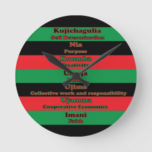 Horloge Ronde 7 Principes des couleurs de Kwanzaa