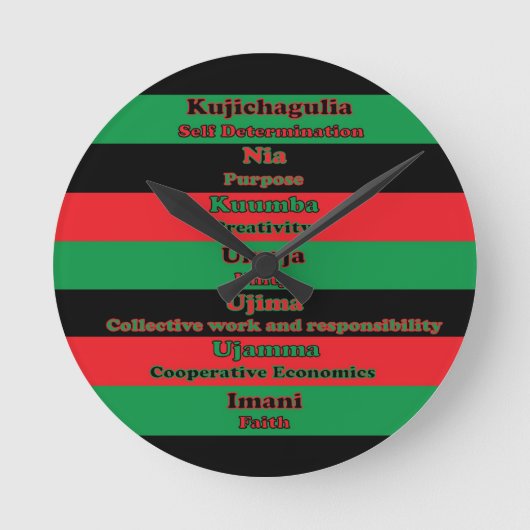 Horloge Ronde 7 Principes des couleurs de Kwanzaa (Recto)