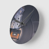 Horloge Ronde 80's Retro Cassette Tapes and Vinyl Records (Angle)