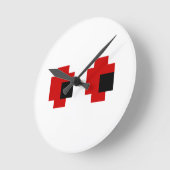 Horloge Ronde 8 Bit Yeux Rouges Effrayants (Angle)