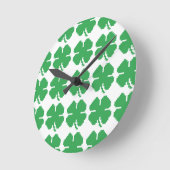 Horloge Ronde 8 bits Pixel Lucky Four Leaf Clocher (Angle)