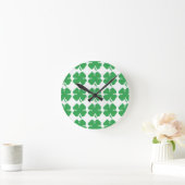 Horloge Ronde 8 bits Pixel Lucky Four Leaf Clocher (Maison)