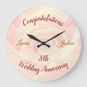 Horloge Ronde 8e anniversaire Mariage personnalisé Grande horlog