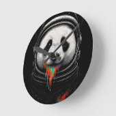 Horloge Ronde A black and white panda bear wearing a space suit (Angle)