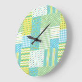 Horloge ronde à la paroi : Daffodil Faux-Patchwork (Angle)