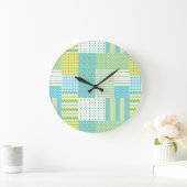 Horloge ronde à la paroi : Daffodil Faux-Patchwork (Maison)