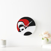 Horloge Ronde À M. Redd : Noir, blanc et rouge Abstraits (Maison)
