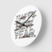 Horloge Ronde a smart happy new year design for cars lovers (Angle)