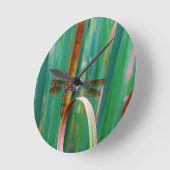 Horloge Ronde A teal Eyed Dragonfly with cattails (Angle)