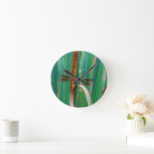 Horloge Ronde A teal Eyed Dragonfly with cattails (Maison)