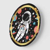 Horloge ronde à thème astronaute avec céleste (Angle)