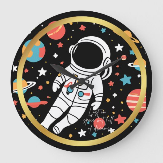 Horloge ronde à thème astronaute avec céleste (Recto)