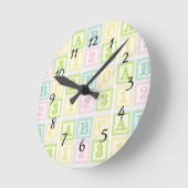 Horloge Ronde ABC Alphabet Baby Nursery Pastels Nursery (Angle)