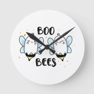 Horloge Ronde Abeilles de Boo Ghost mignonnes - Drôle Halloween 