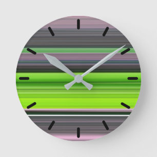 Horloge Ronde Abstract #1: Lime and grey