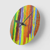 Horloge Ronde Abstract art rainbow stripes paint drip (Angle)