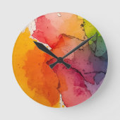 Horloge Ronde Abstract Color Splash Wall Clock (Recto)