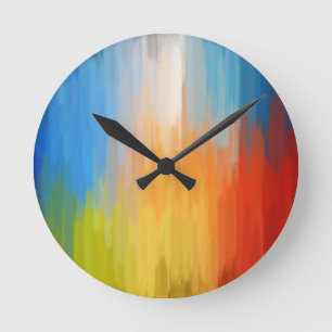 Horloge Ronde Abstract Colorful Painting