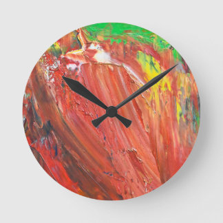 Horloge Ronde Abstract Vertical Gesture in Red