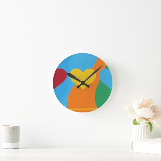 Horloge Ronde Abstract Vibrant Heart Shapes Round Clock (Maison)