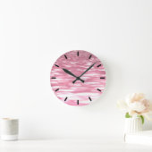 Horloge Ronde Abstrait #3 : Reflet rose (Maison)