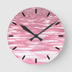 Horloge Ronde Abstrait #3 : Reflet rose