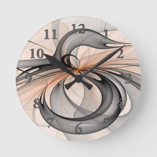 Horloge Ronde Abstrait Anthracite Grey Sienna Art moderne fracta (Recto)