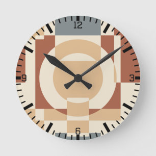 Horloge Ronde Abstrait Géométrique Moderne du Milieu du Siècle