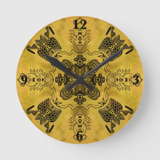 Horloge Ronde Abstrait Goth Tribal Line Dessin Motif répété (Recto)