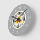 Horloge Ronde Abstrait gris orange fractal (Angle)