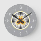 Horloge Ronde Abstrait gris orange fractal (Recto)