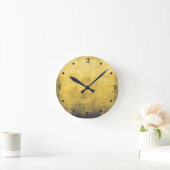 Horloge Ronde Abstrait moderne rustique jaune gris gris (Maison)