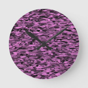 Horloge Ronde Abstrait Motif violet noir