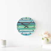 Horloge Ronde Abstrait n° 2 : Bleu vert d'eau (Maison)