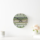 Horloge Ronde Abstrait n° 2 : Flou vert olive (Maison)