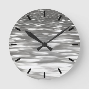 Horloge Ronde Abstrait n° 3 : brillant gris argenté
