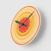 Horloge Ronde Abstrait Ombre moderne Orange White Spiral (Angle)