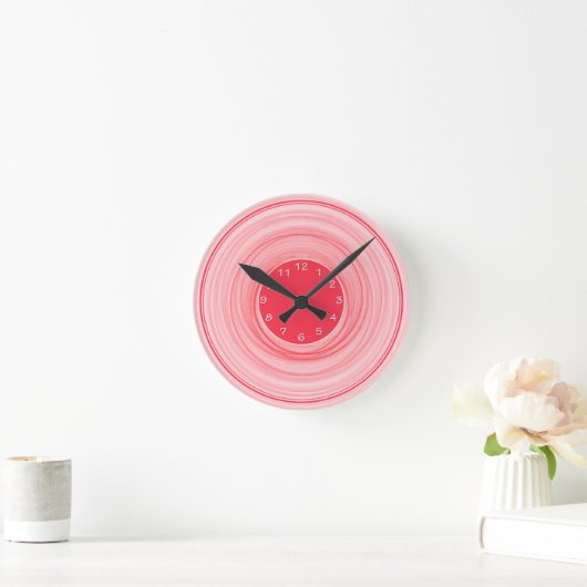 Horloge Ronde Abstrait Ombre moderne rouge blanc spirale (Maison)