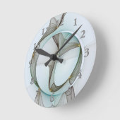 Horloge Ronde Abstrait Turquoise Brown Gold Elegance (Angle)