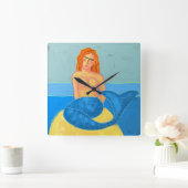 Horloge ronde Abstraite de peinture de sirène (Maison)