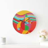 Horloge ronde abstraite Technicolor représentant l (Maison)